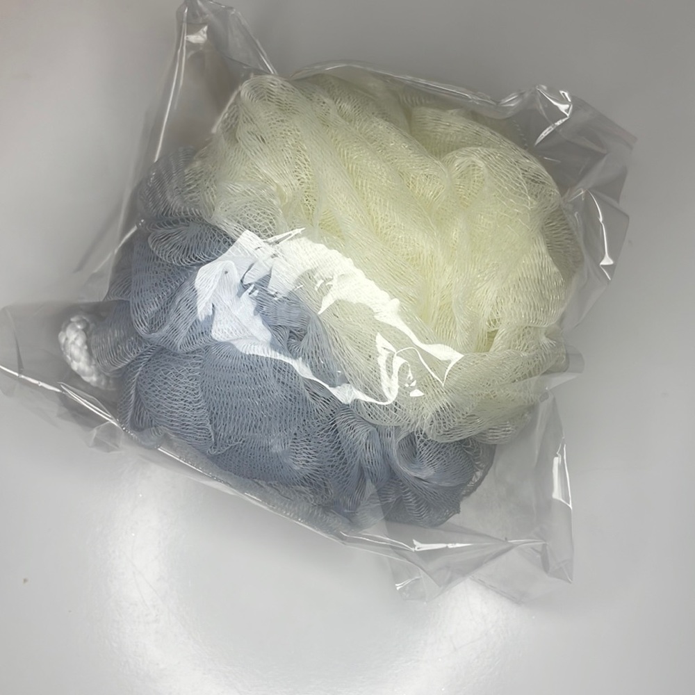 gray bath loofah